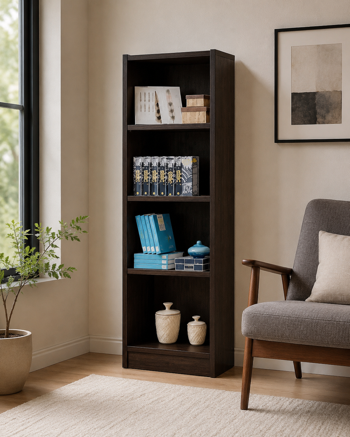 Orin Walnut Open Bookshelf