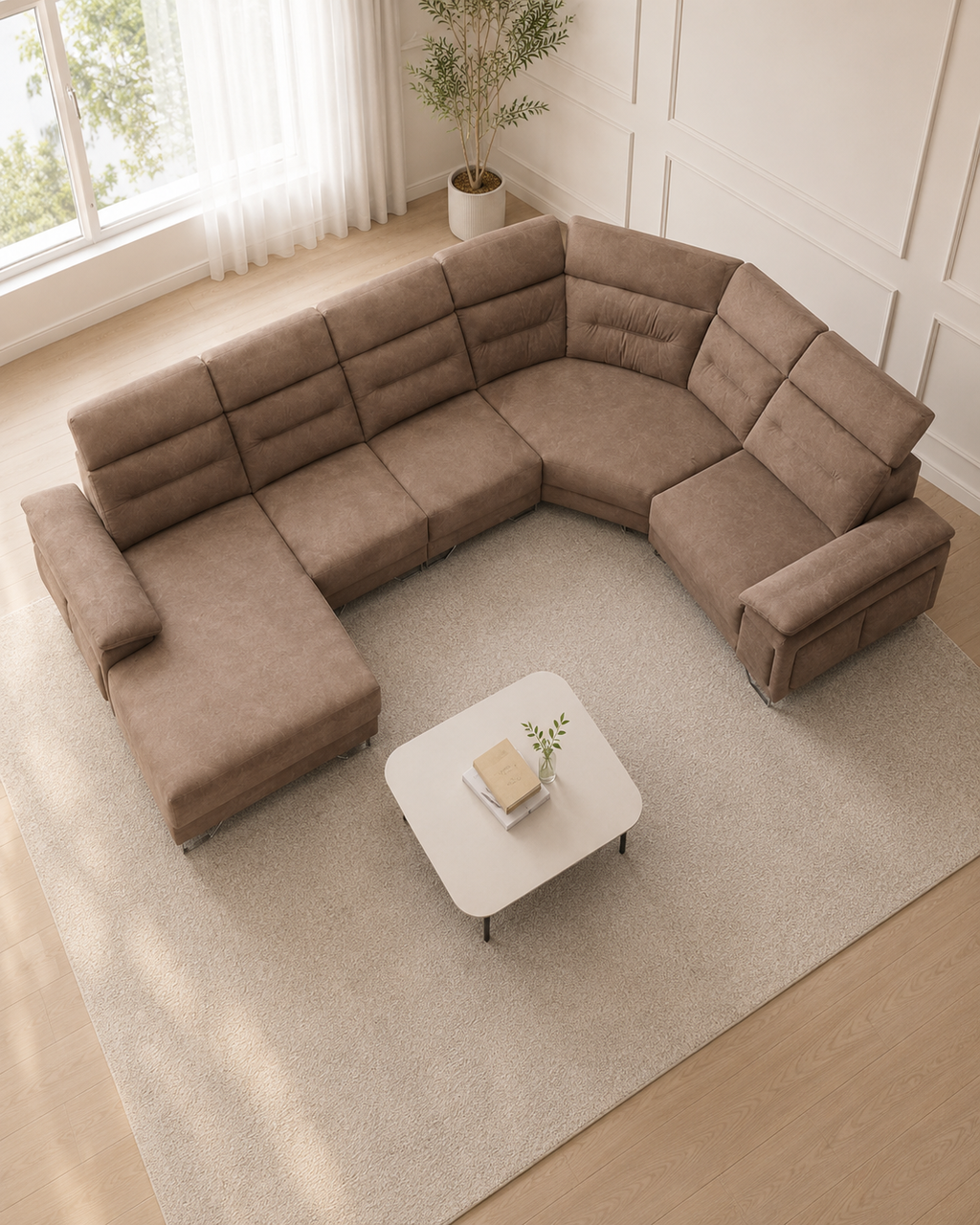 Halden Fabric Adjustable Headrest L-Shaped Corner Sofa