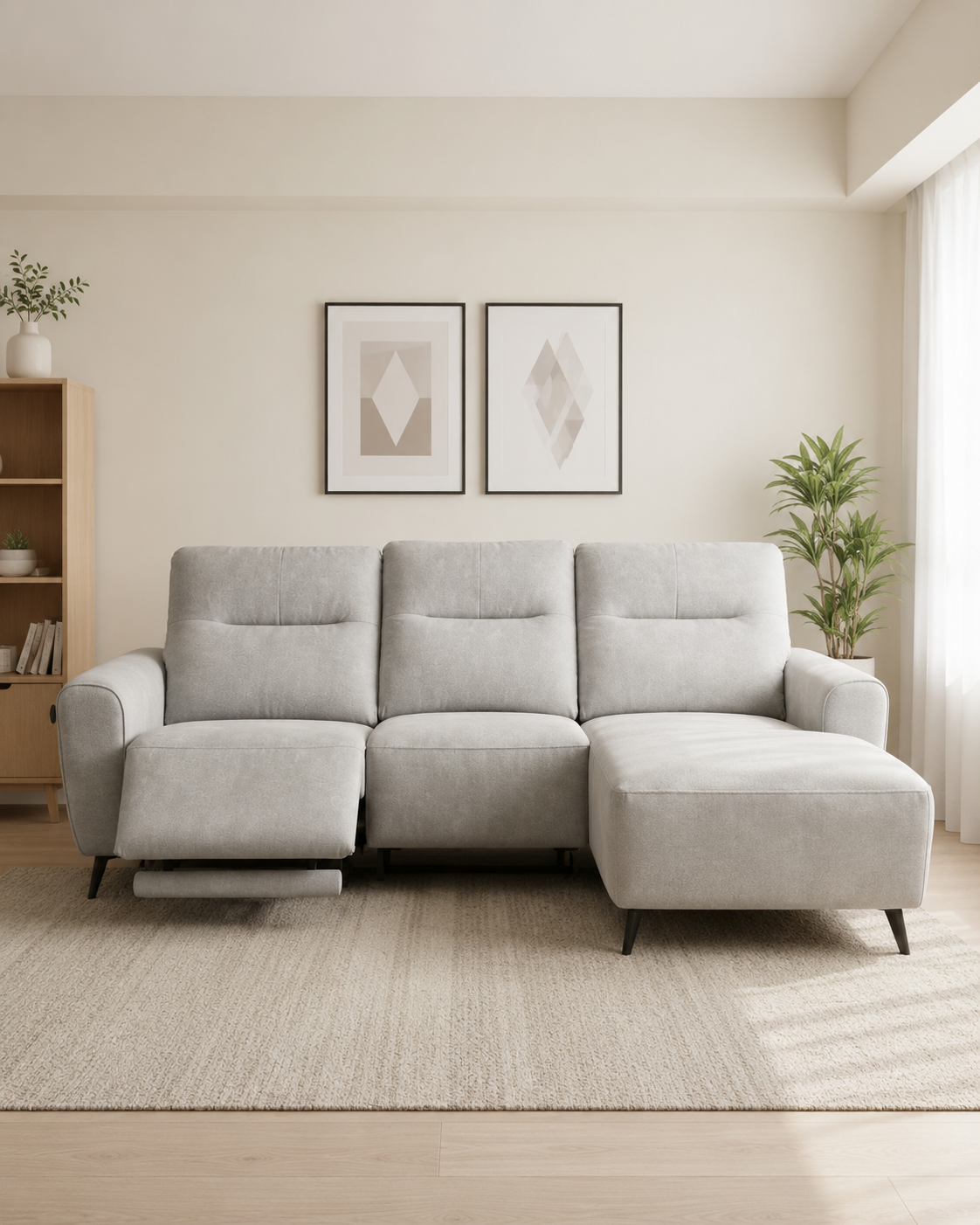 Tarian Fabric Recliner L-Shaped Sofa