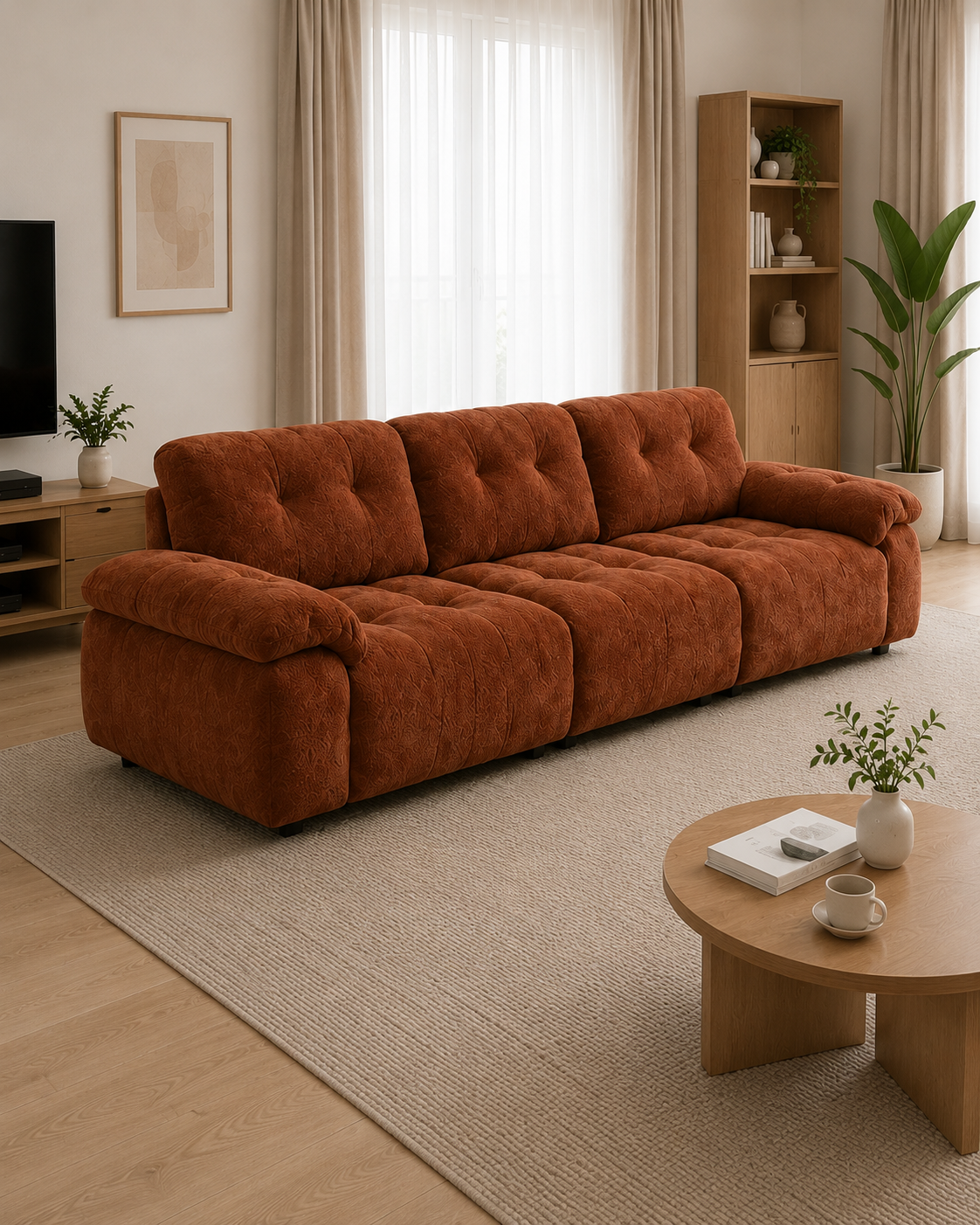 Vionna Fabric Adjustable Backrest Sofa