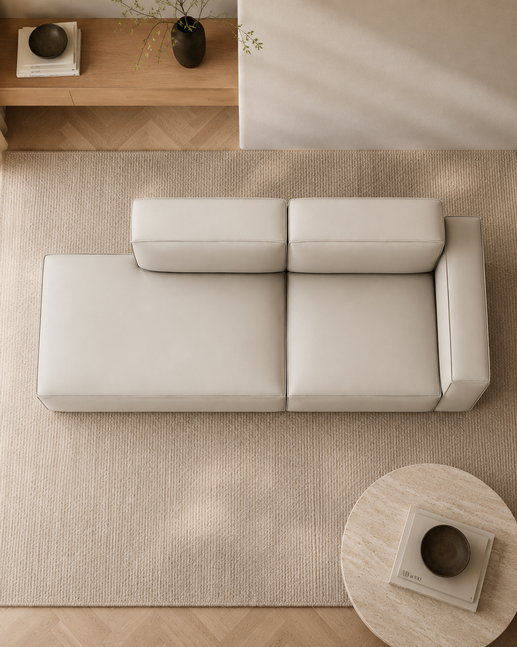 Farnham Genuine Leather Extended Sofa