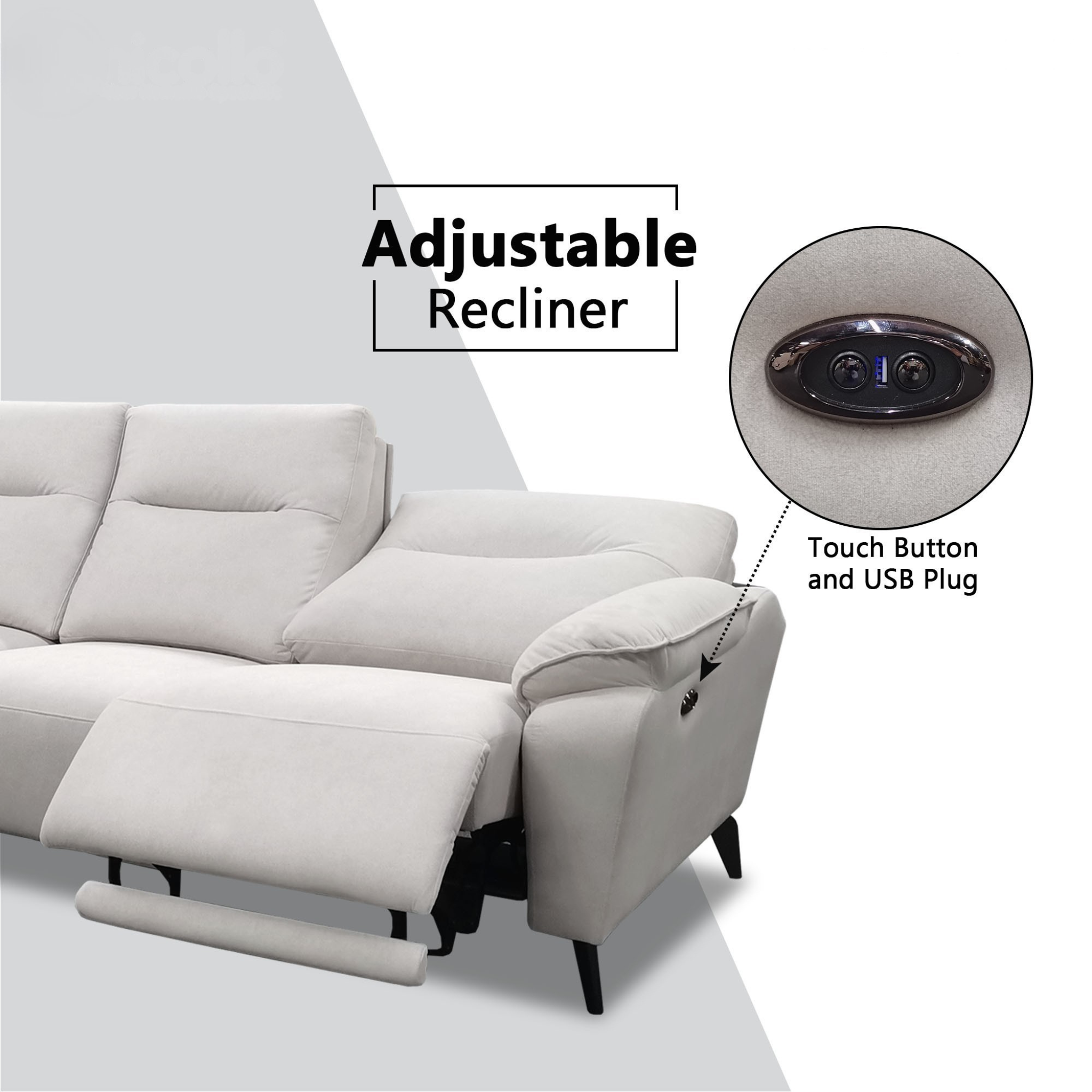 Ardyn Fabric Recliner L-Shaped Sofa by Esteller (Pet Friendly & Easy Clean)
