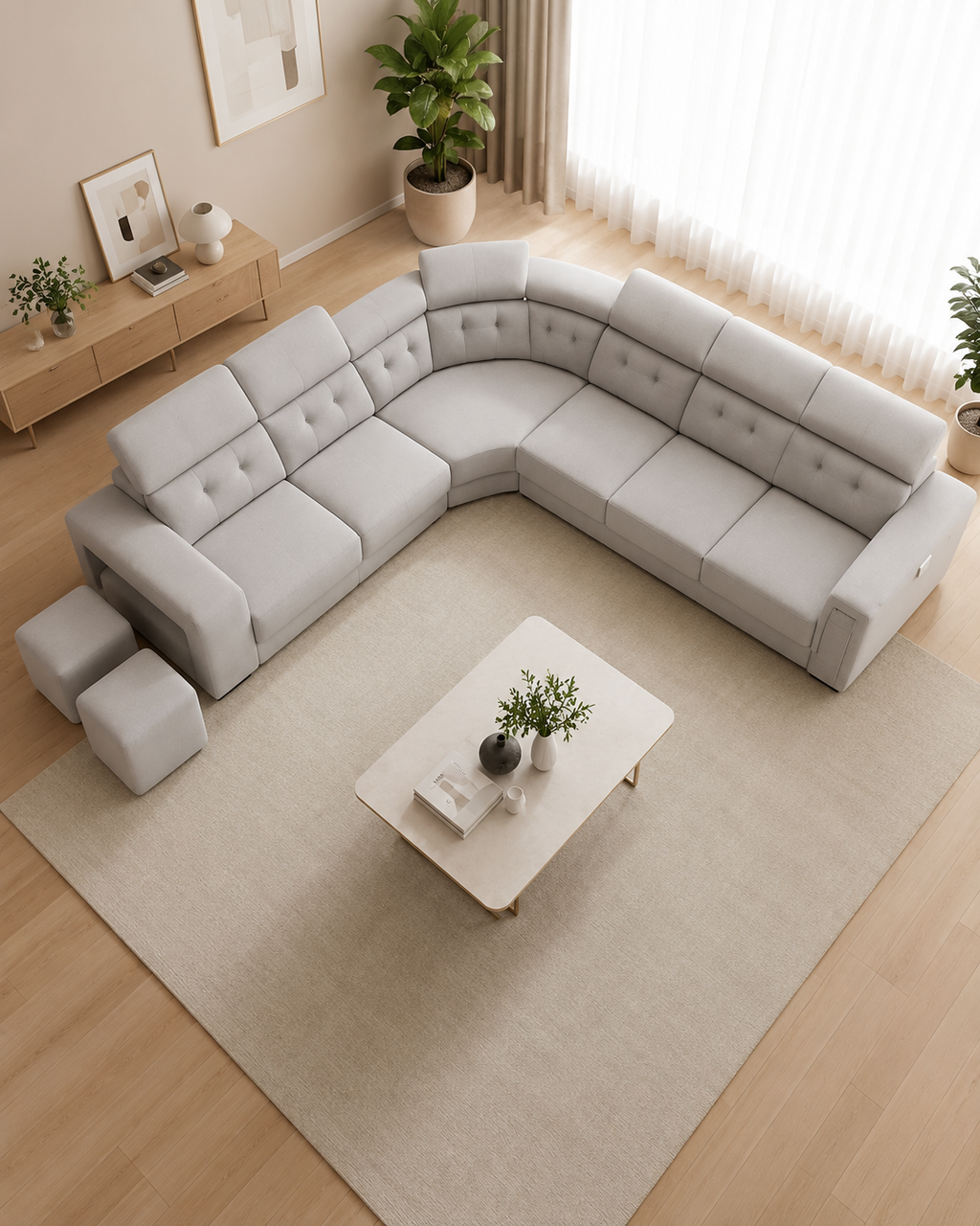 Harlow Fabric Adjustable Headrest Corner Sofa