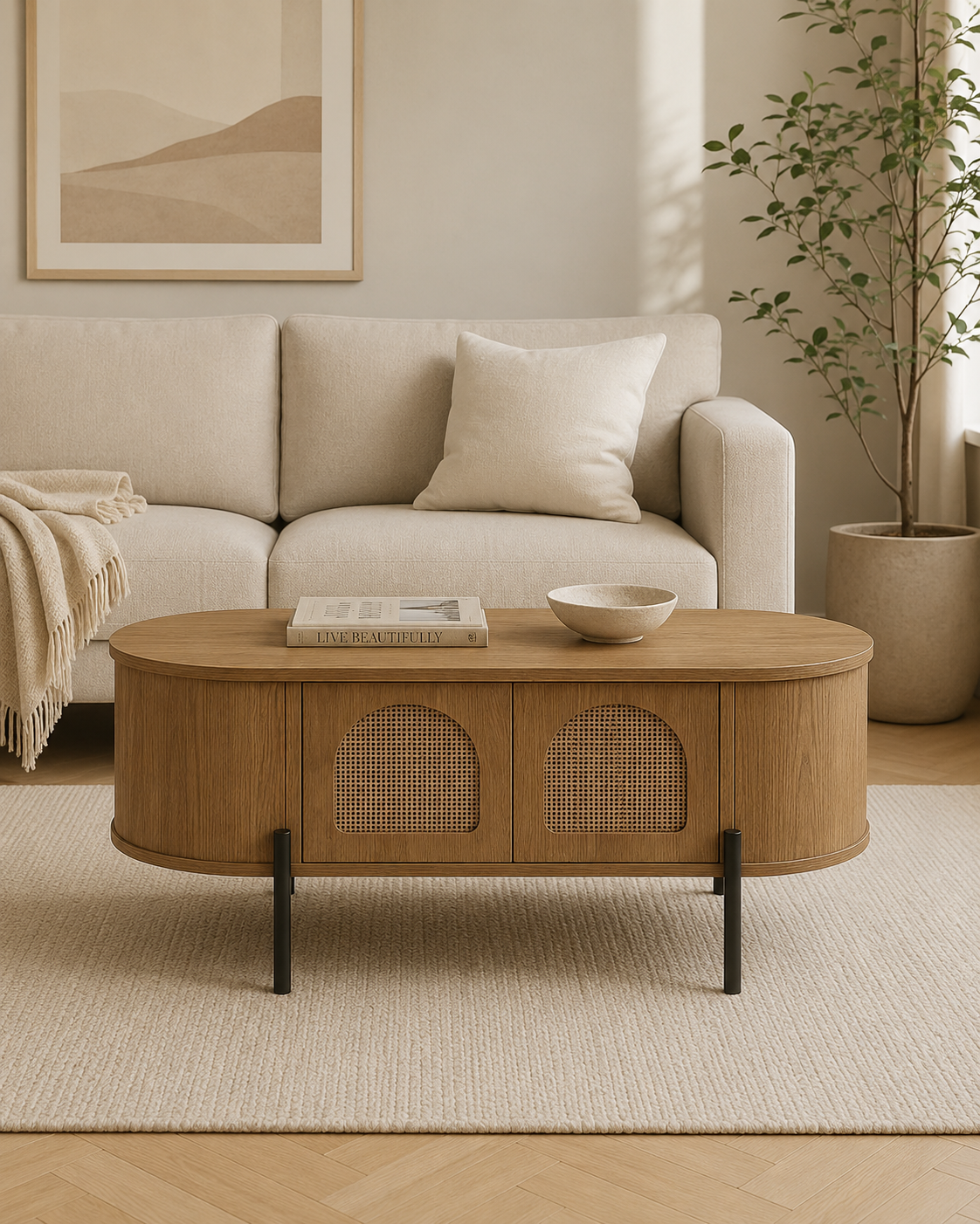 Alma Rattan Wooden Coffee Table