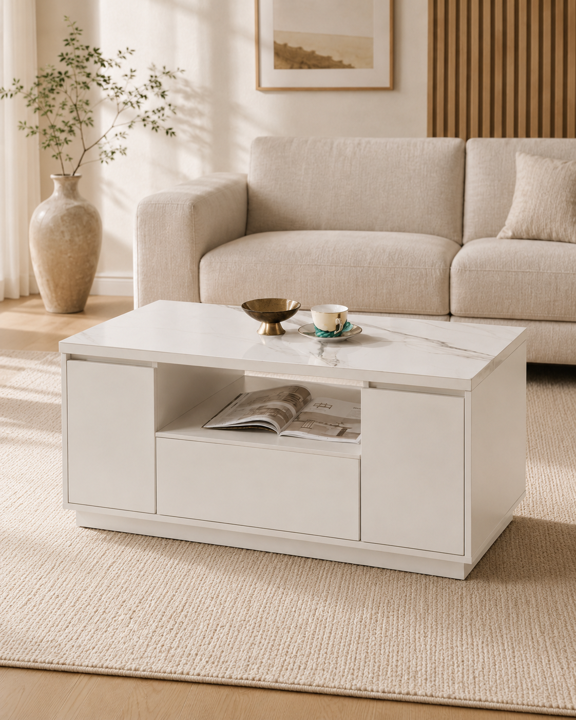 Celeste Sintered Stone Storage Coffee Table