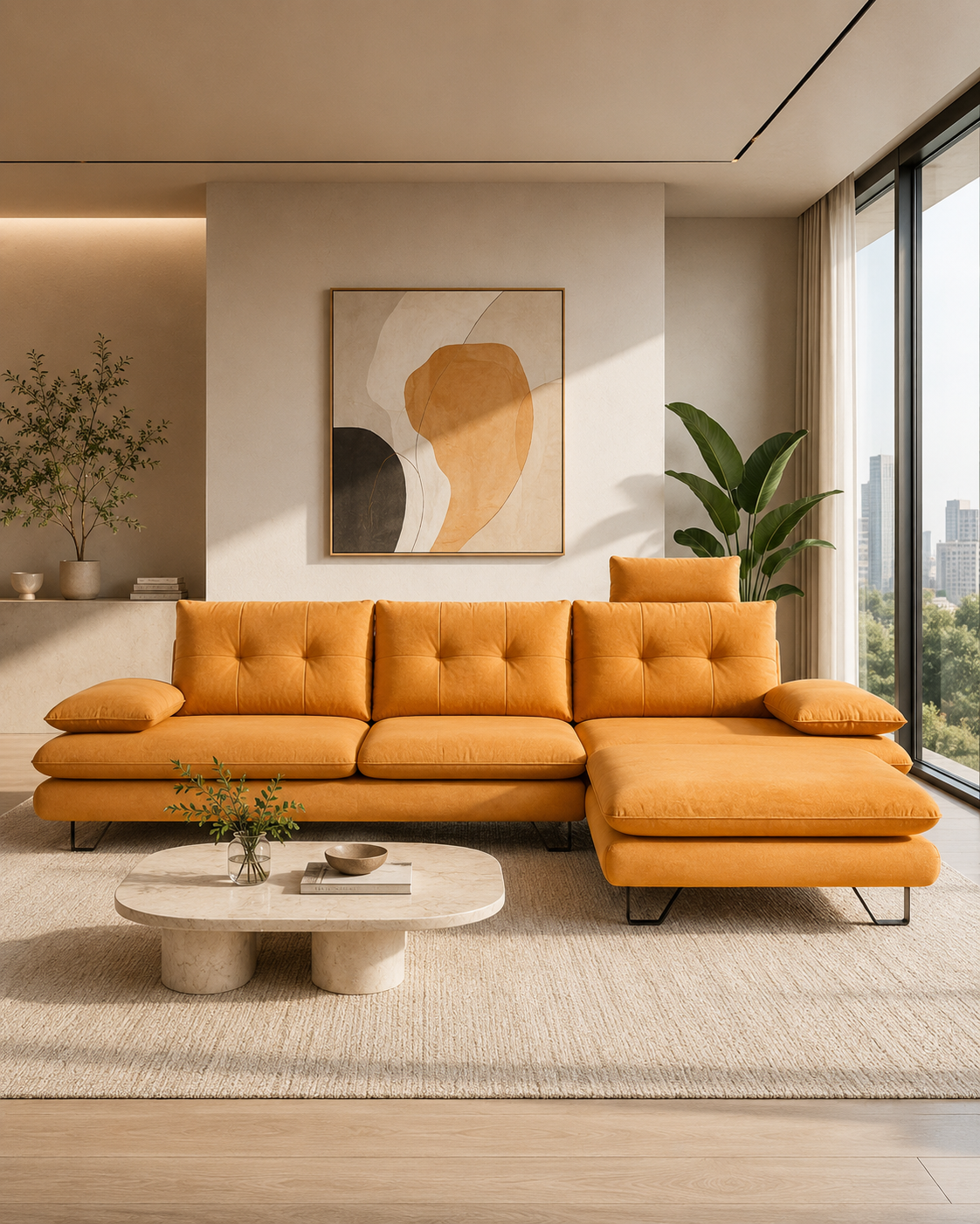 Oriana Fabric Adjustable Backrest & Armrest Sofa