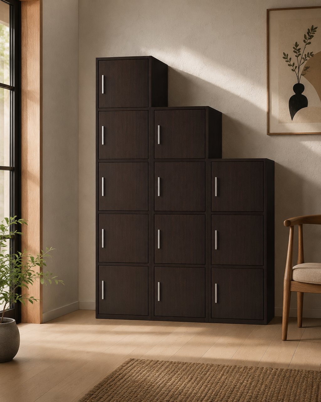 Dalen Walnut Storage Cabinet Set