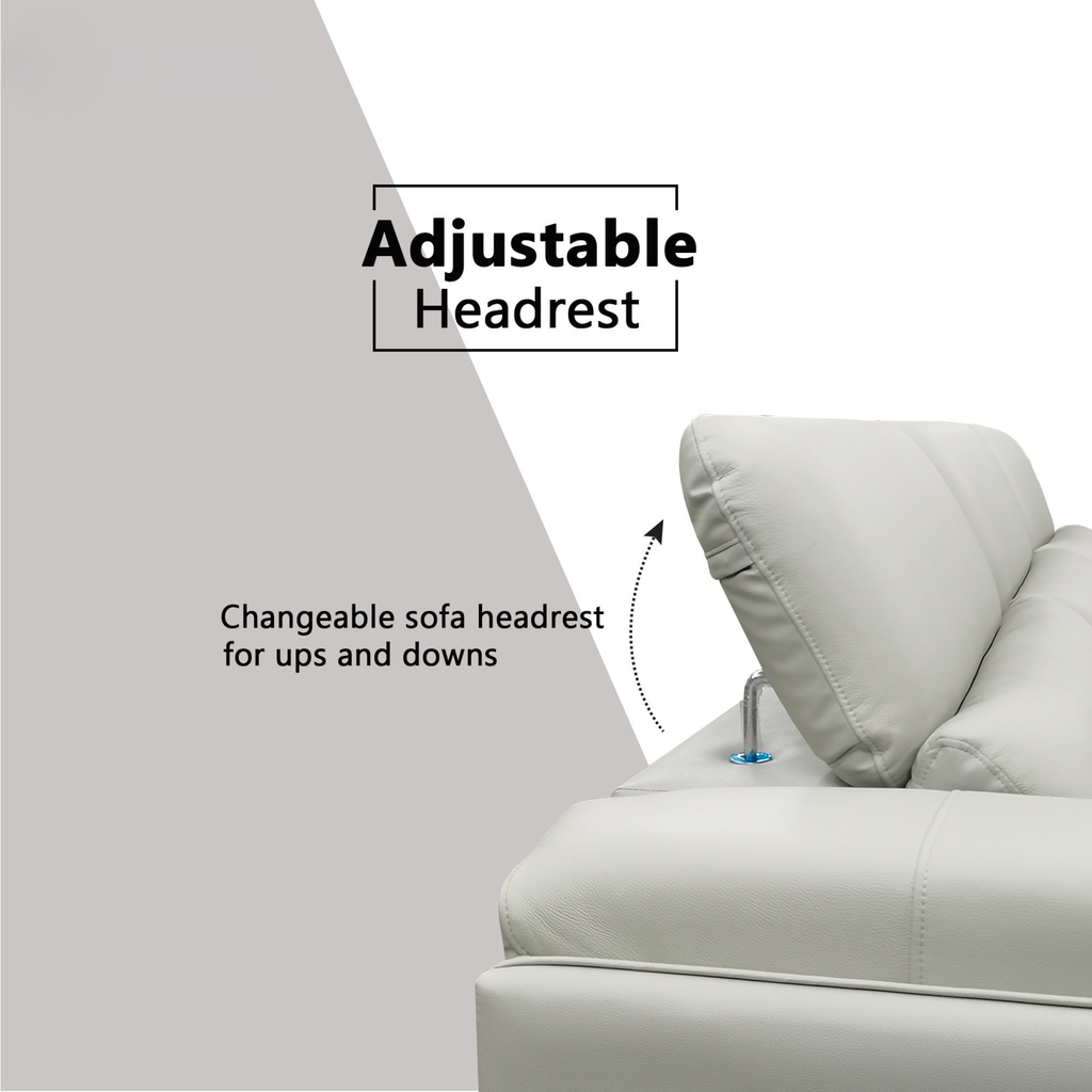 Lumo Genuine Leather Adjustable Headrest L-Shaped Sofa by Esteller
