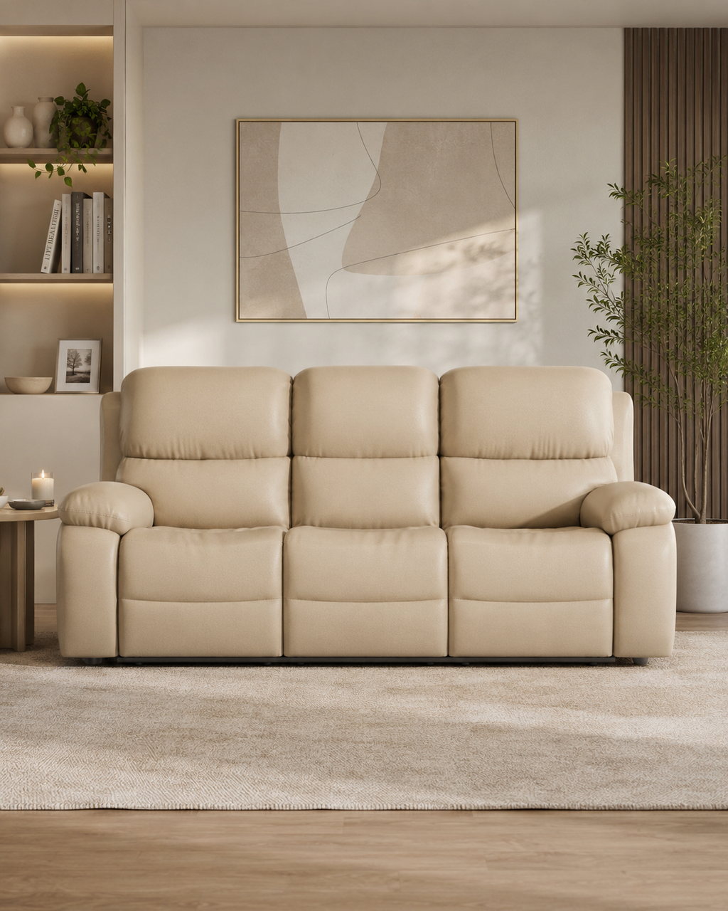 Whitmore Cowhide Half-Leather Recliner Sofa