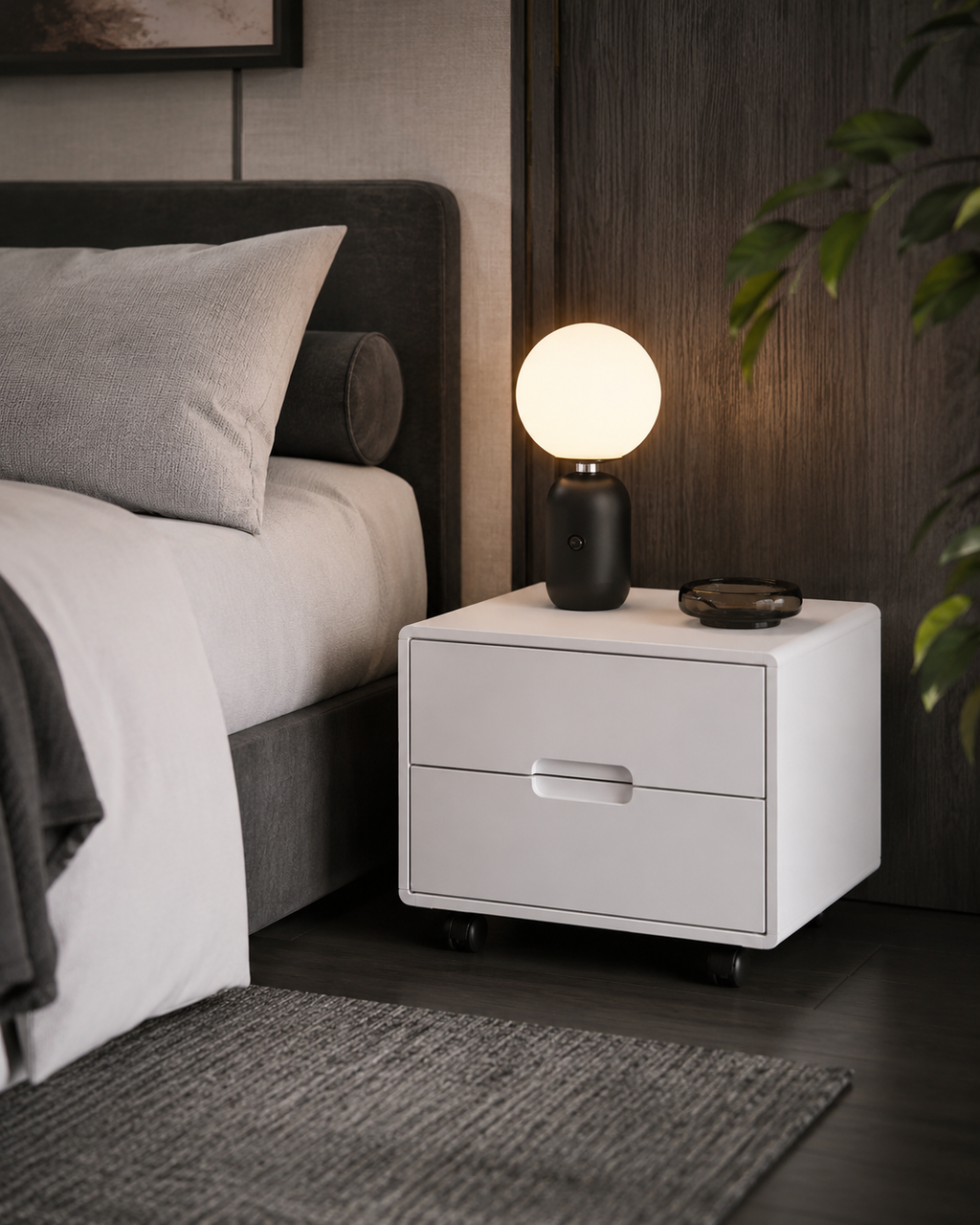 Deon White Bedside Table