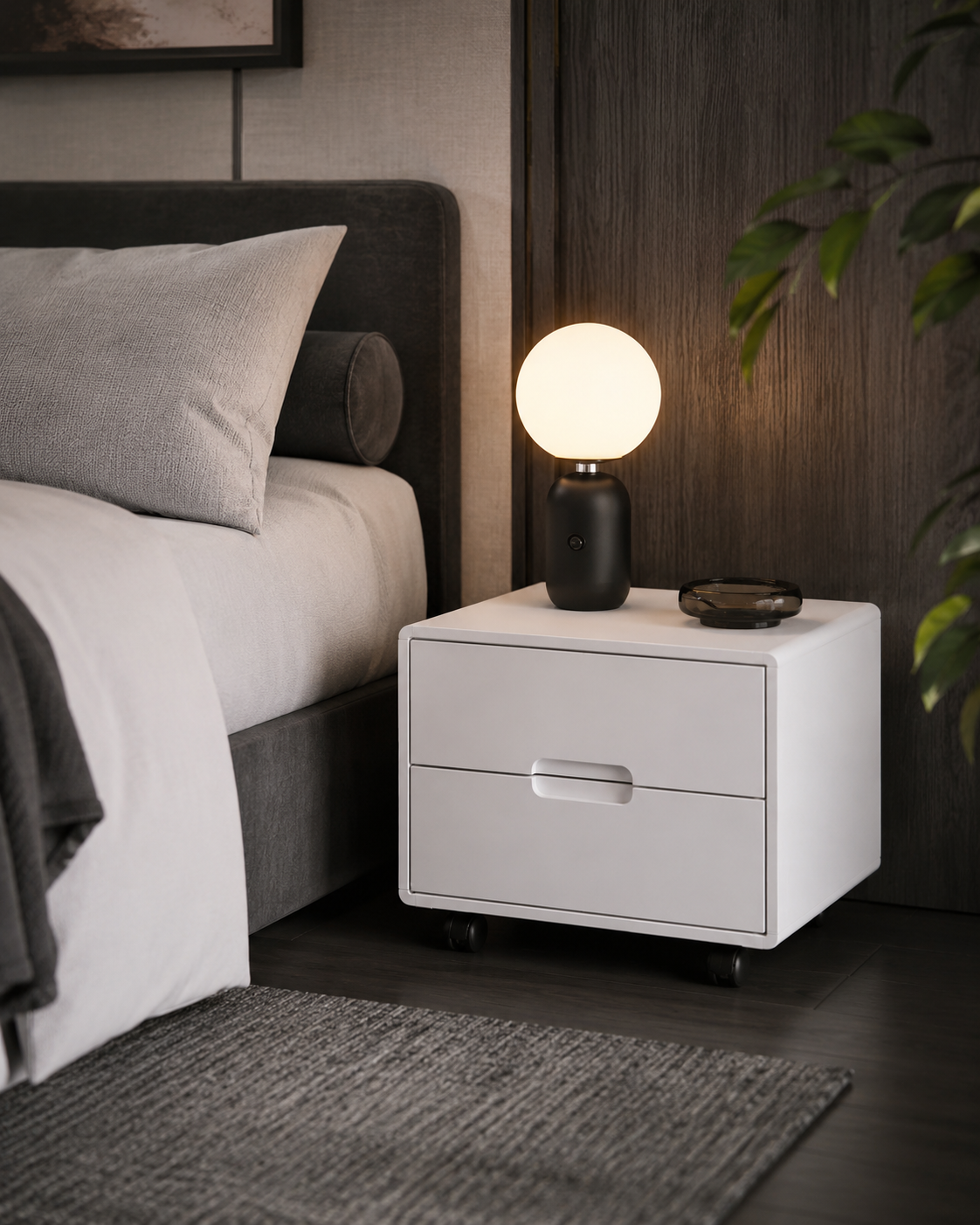 Deon White Bedside Table