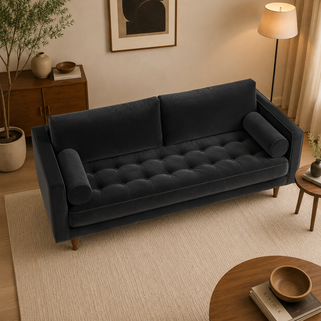 Ellington Velvet Fabric Sofa