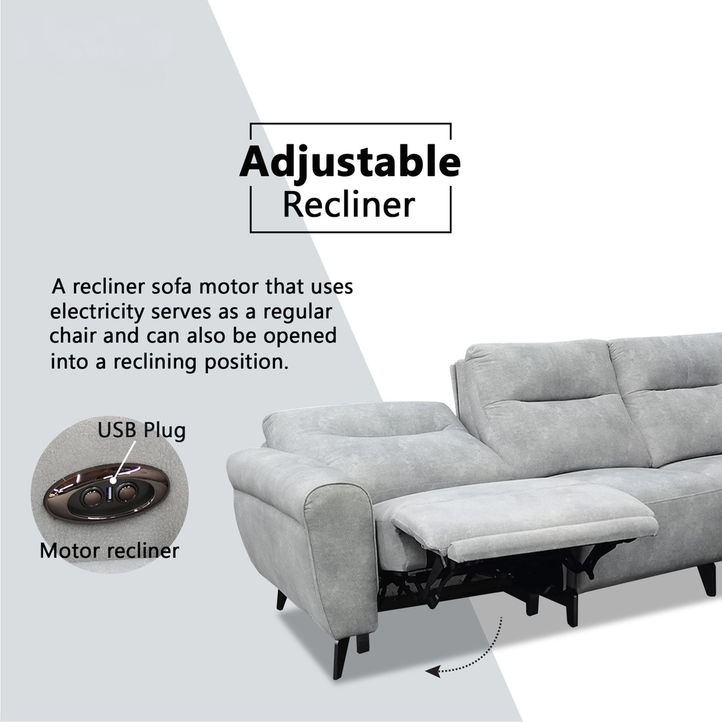 Hadris Fabric Recliner L-Shaped Sofa by Esteller (Pet Friendly & Easy Clean)