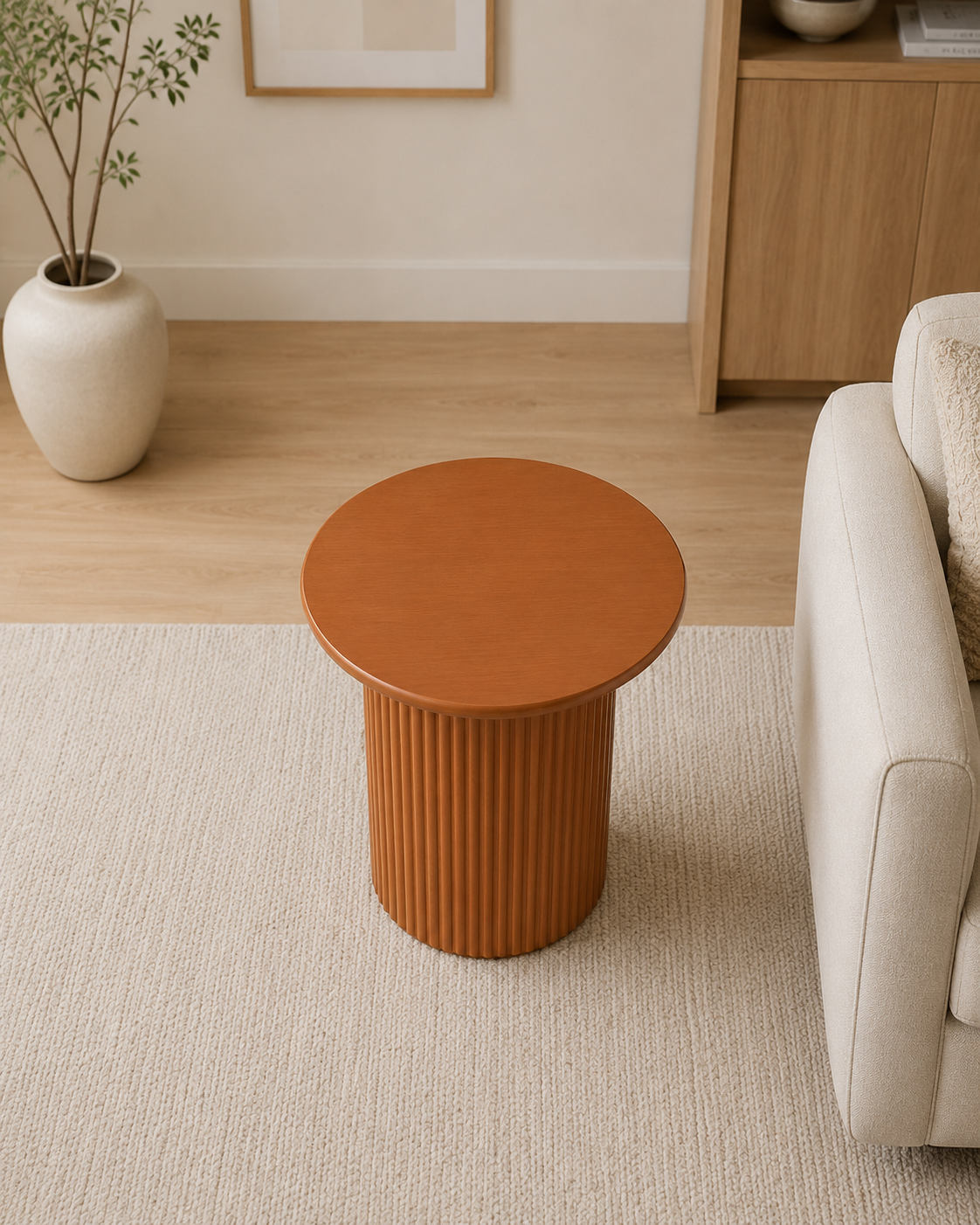 Lino Fluted Wooden Side Table