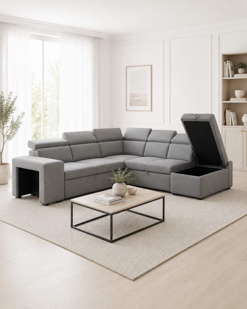Sarenne Fabric Storage Sectional Sofa Bed
