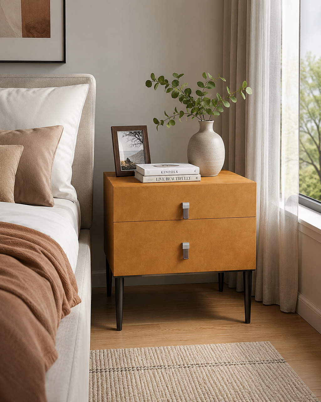 Saffron Soft-Touch Bedside Table