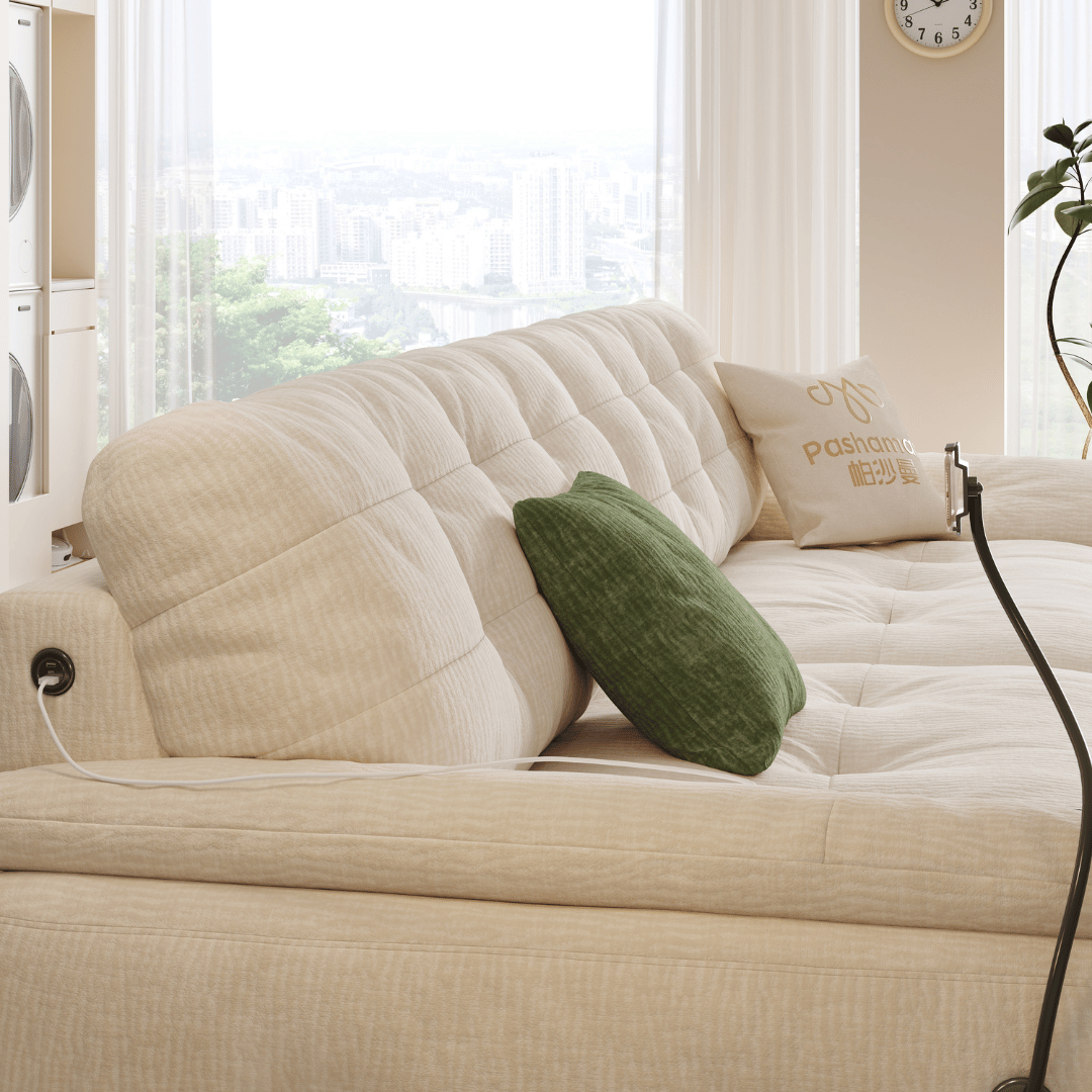 Mochi Chenille Fabric Sofa by Esteller (Water Repellent, USB Charger)