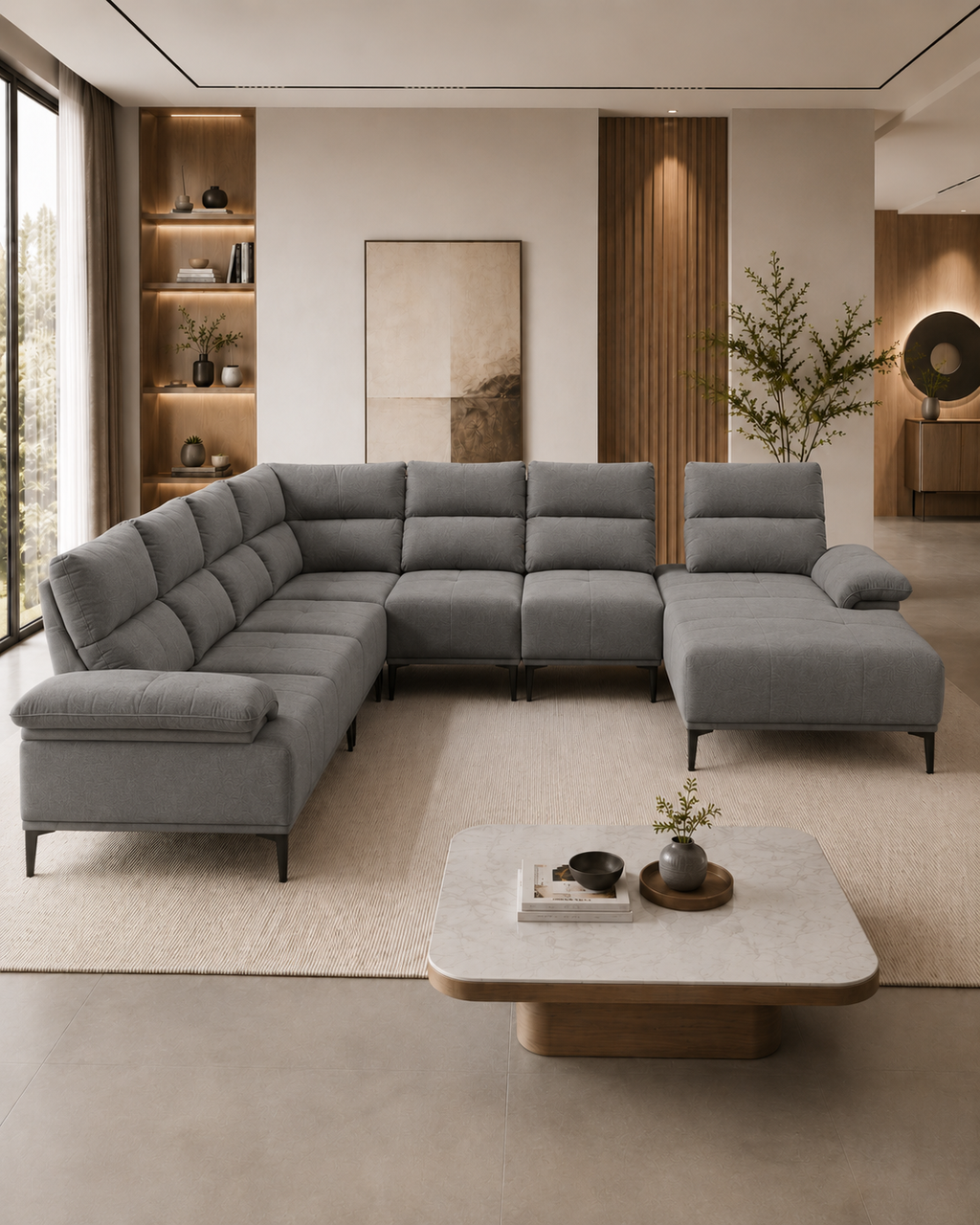 Calix Fabric Adjustable Backrest Corner Sofa