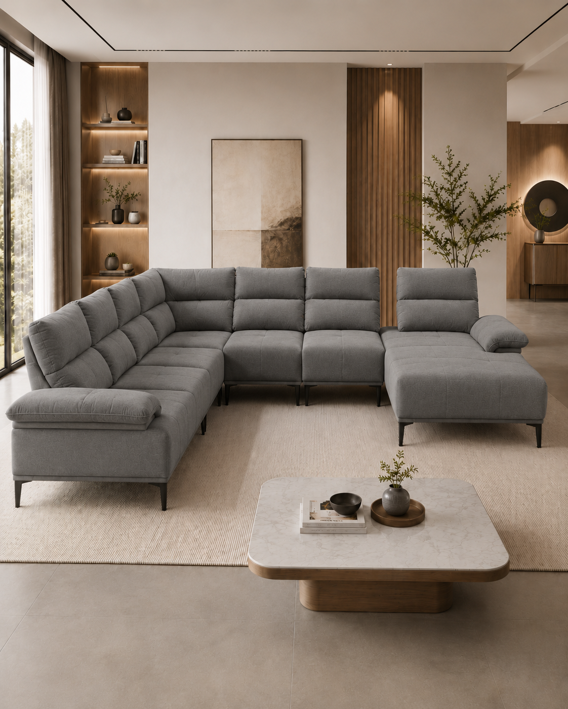 Calix Fabric Adjustable Backrest Corner Sofa