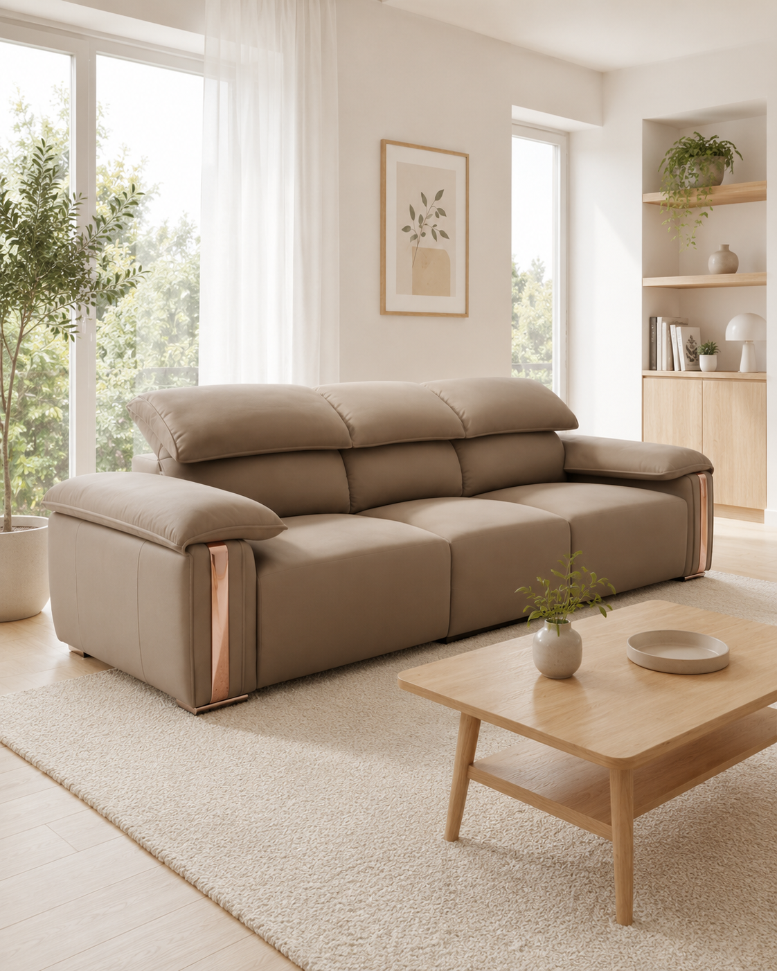 Brielle Fabric Adjustable Armrest Sofa