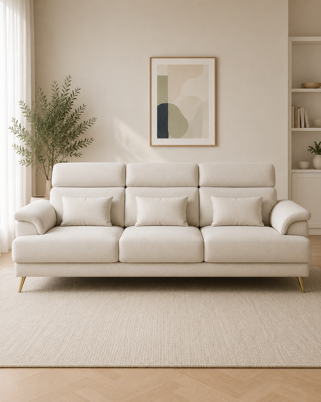Lindenia Fabric Adjustable Backrest & Headrest Sofa