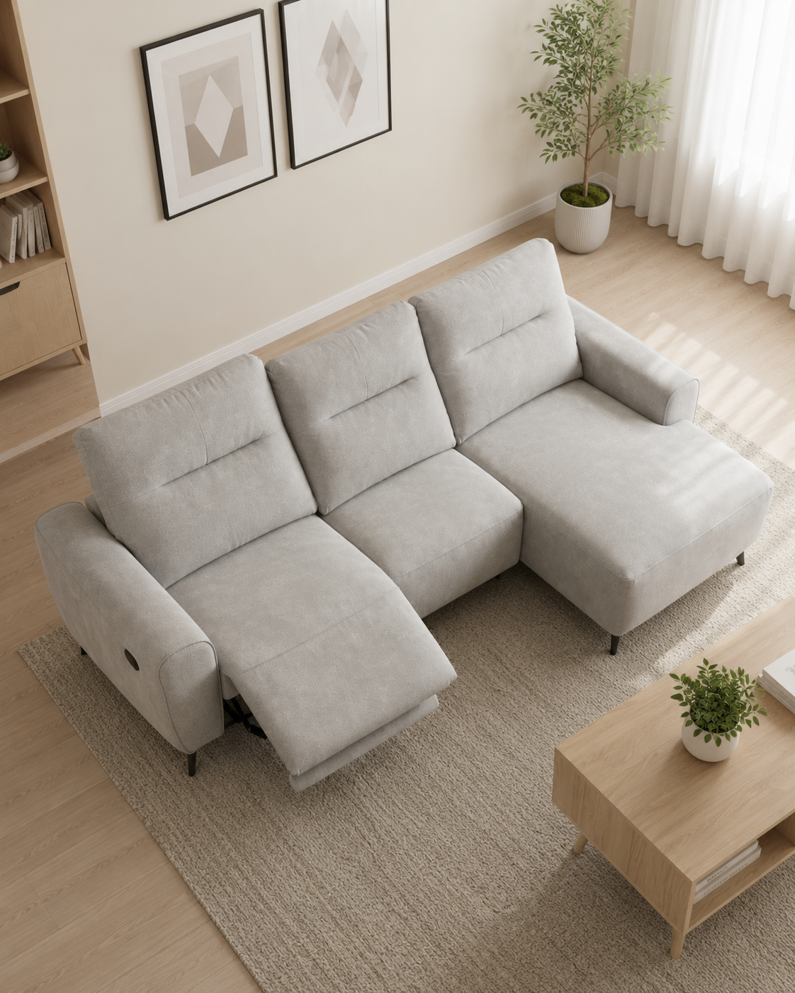 Tarian Fabric Recliner L-Shaped Sofa