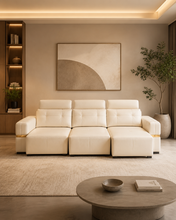 Langley Genuine Leather Electric Extended Seat Sofa