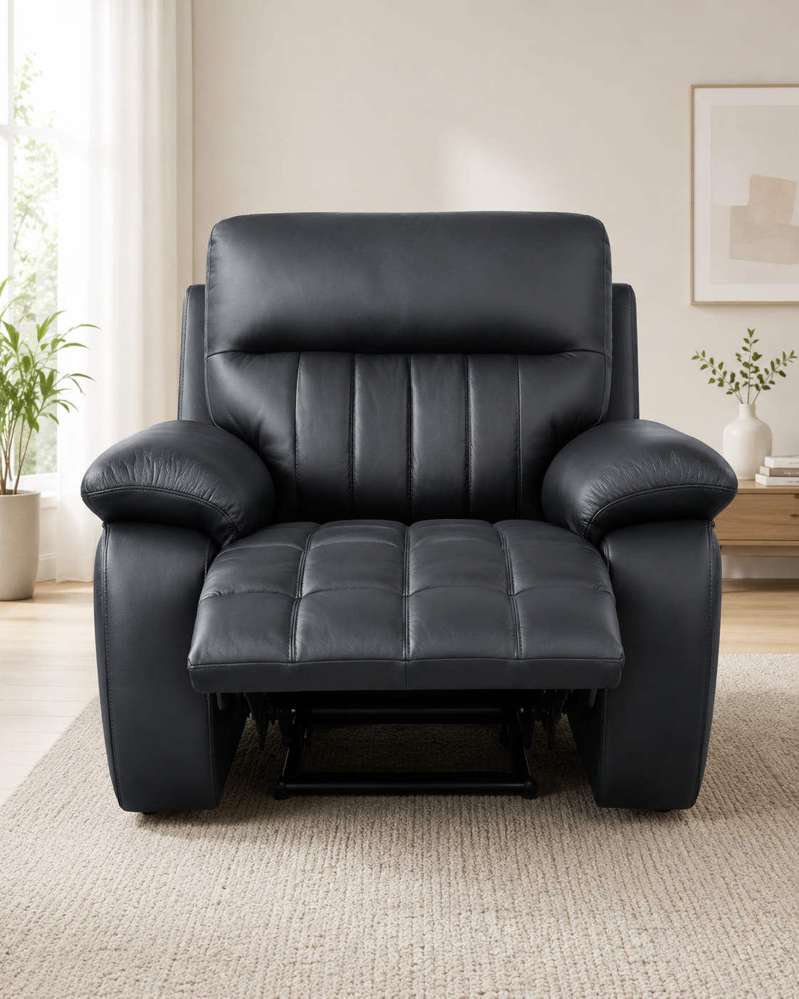 Onyx Genuine Leather Recliner Sofa