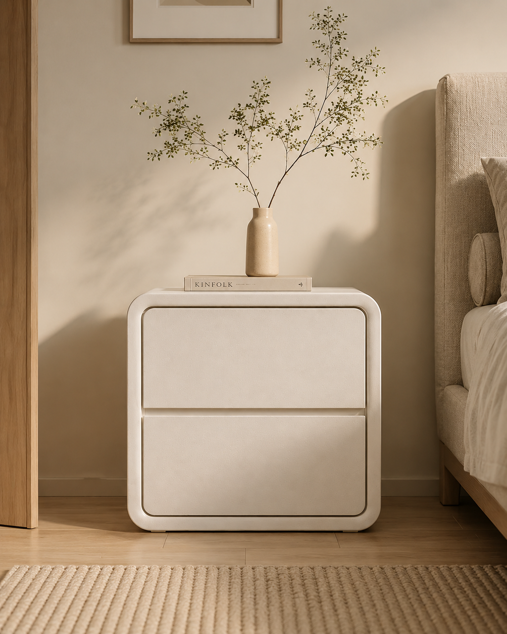 Solvi Cream Bedside Table