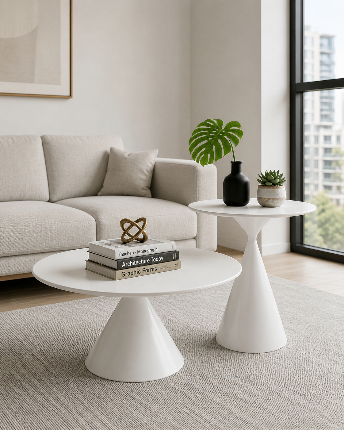 Ivora Pedestal Coffee Table Set