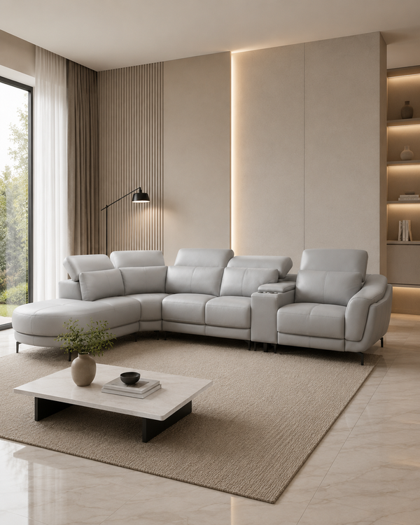 Northcott Half Leather Recliner Sectional Sofa