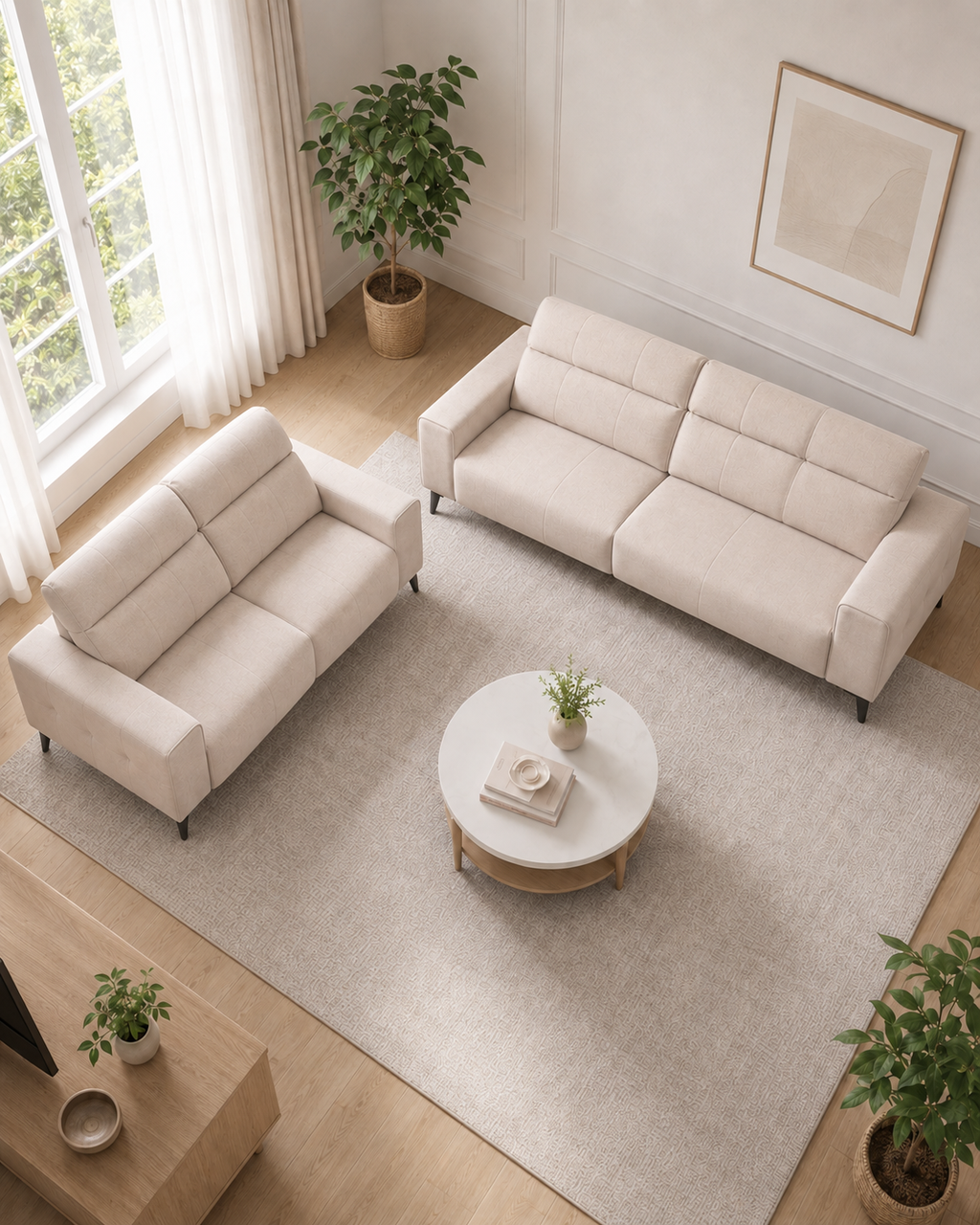 Perrin Fabric Adjustable Headrest Sofa Set