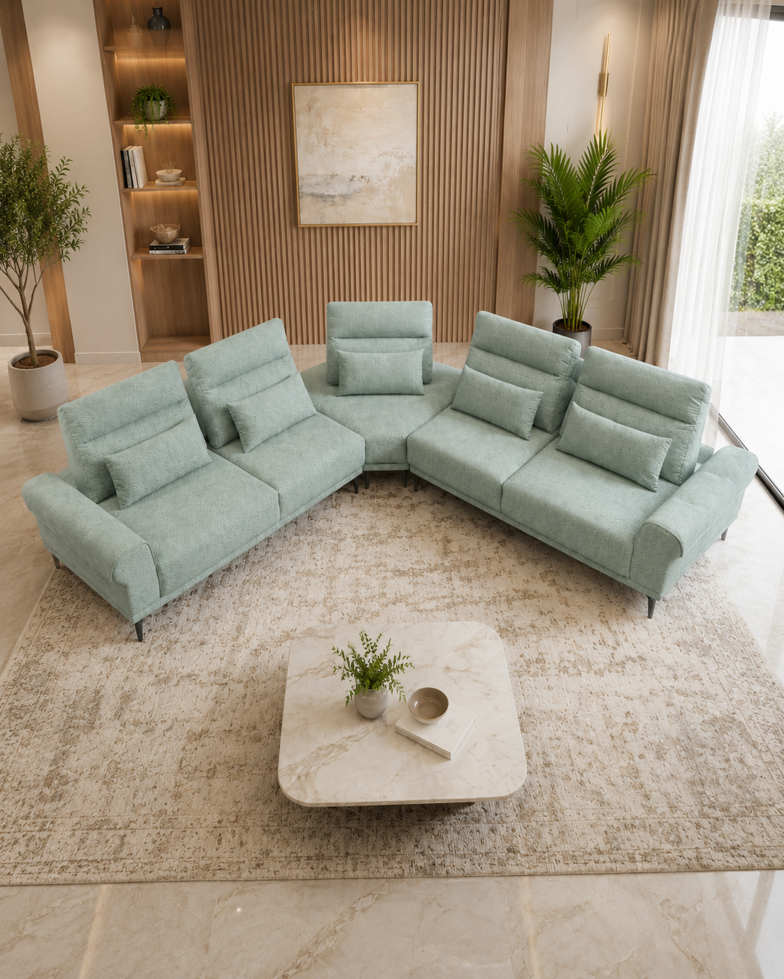 Lyra Fabric Adjustable Backrest Corner Sofa