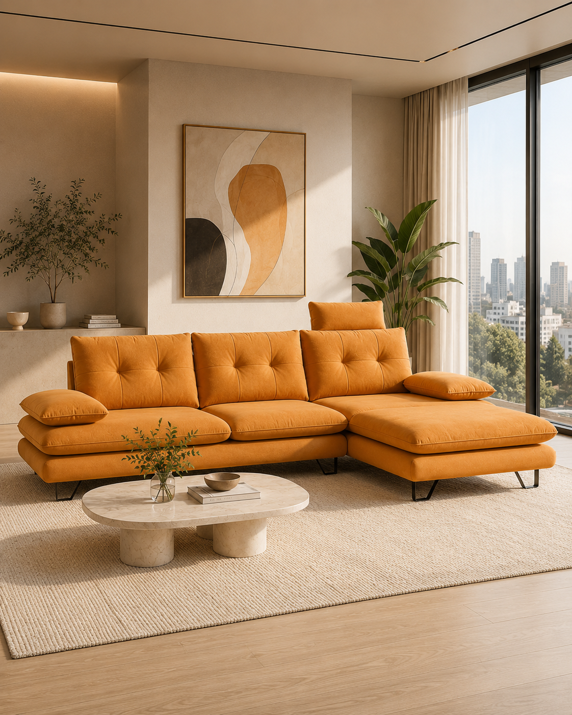 Oriana Fabric Adjustable Backrest & Armrest Sofa