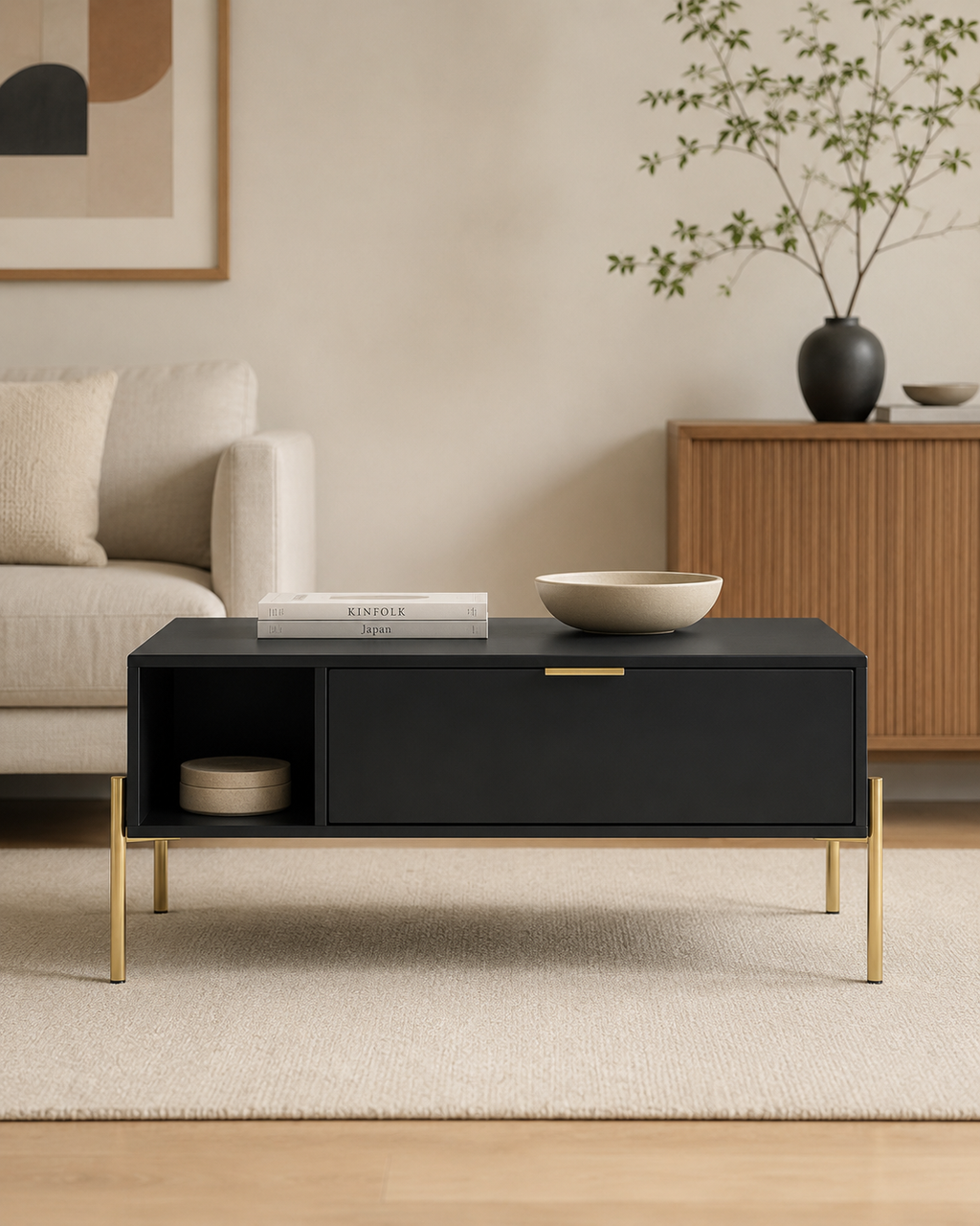 Caspian Black Storage Coffee Table
