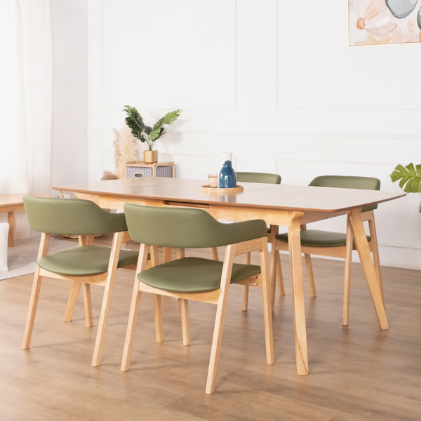 Levi Beech Extendable Wooden Dining Table (160-190cm)