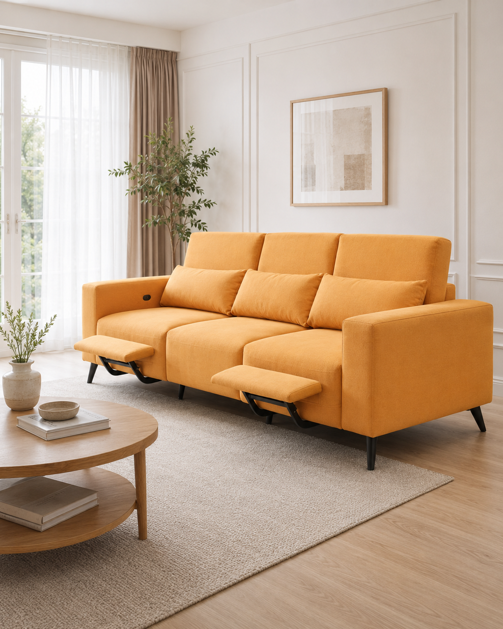 Lennox Fabric Adjustable Legrest & Backrest Sofa