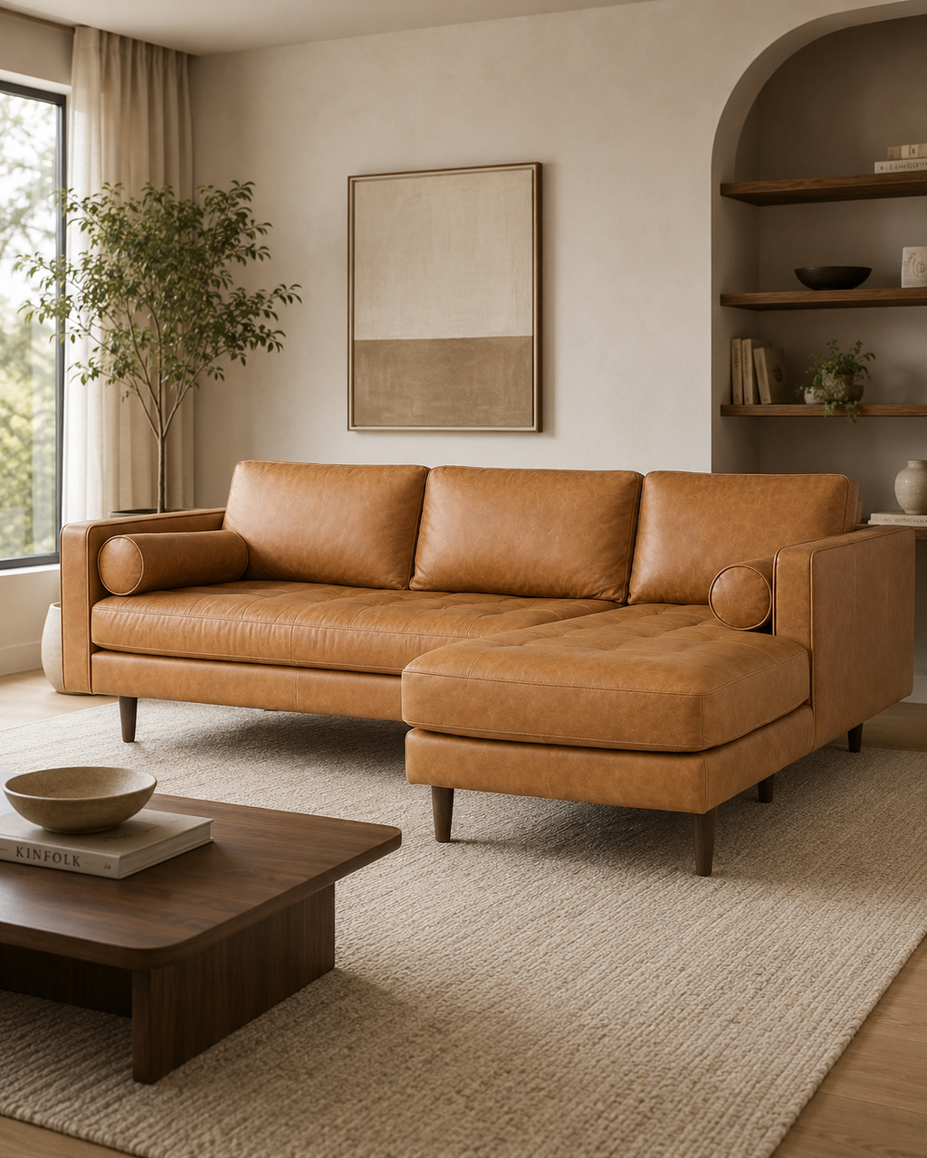 Ellington Faux Leather Chaise Sofa