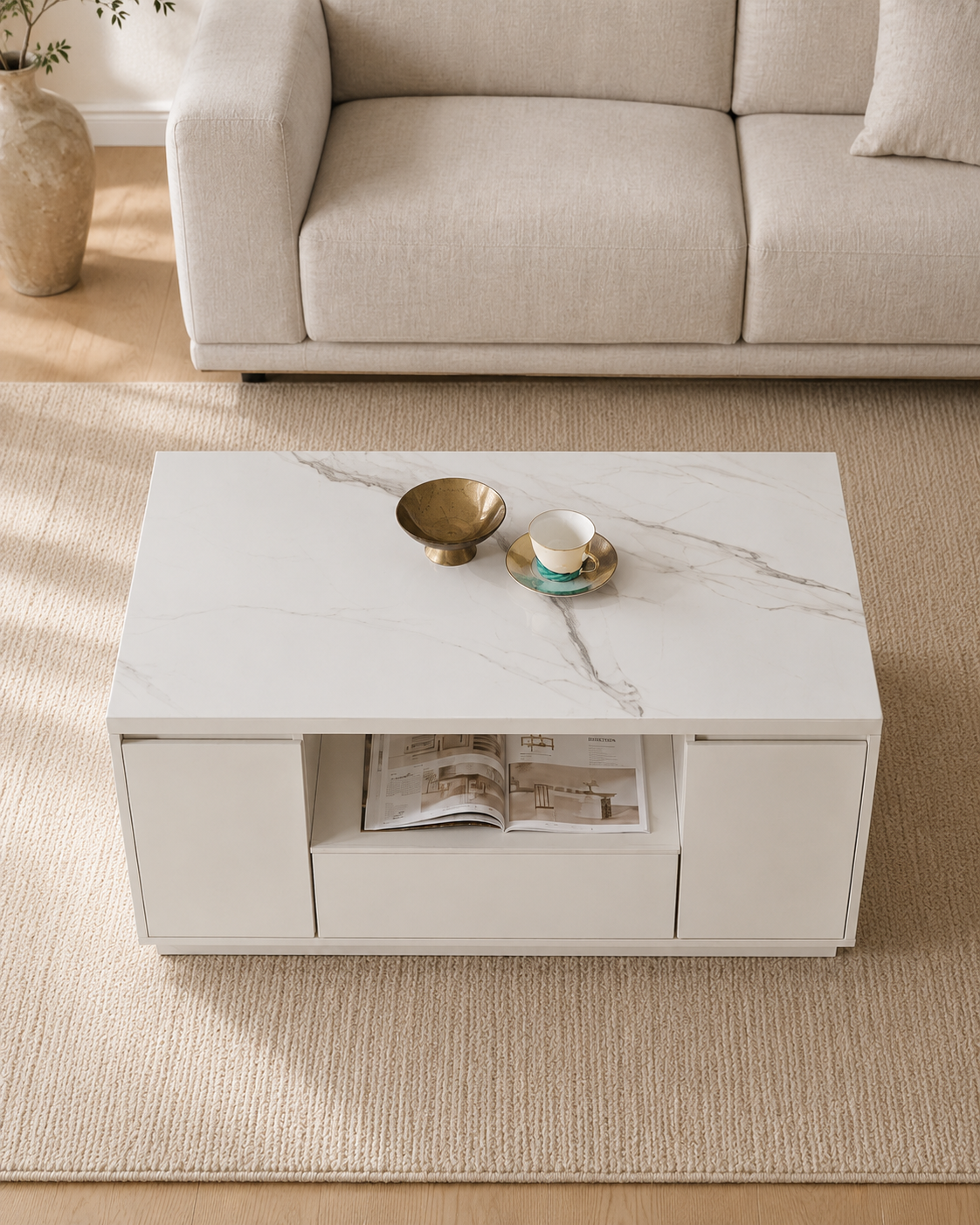 Celeste Sintered Stone Storage Coffee Table