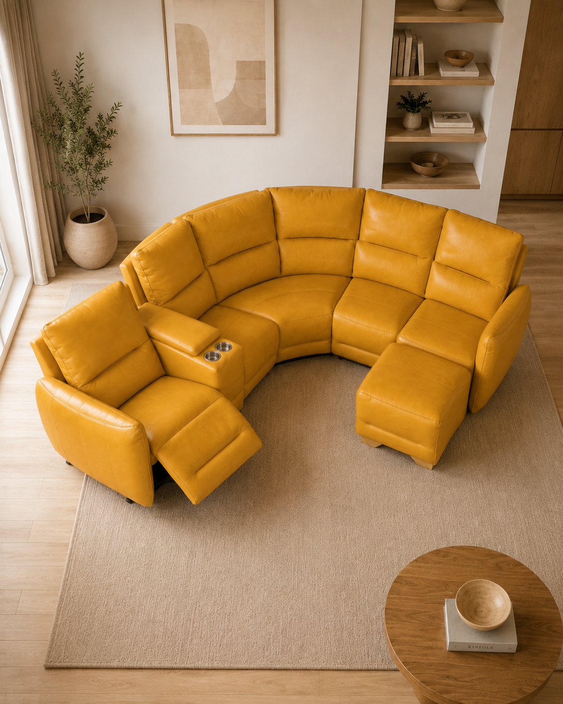 Mansfield Half Leather Recliner Sectional Sofa