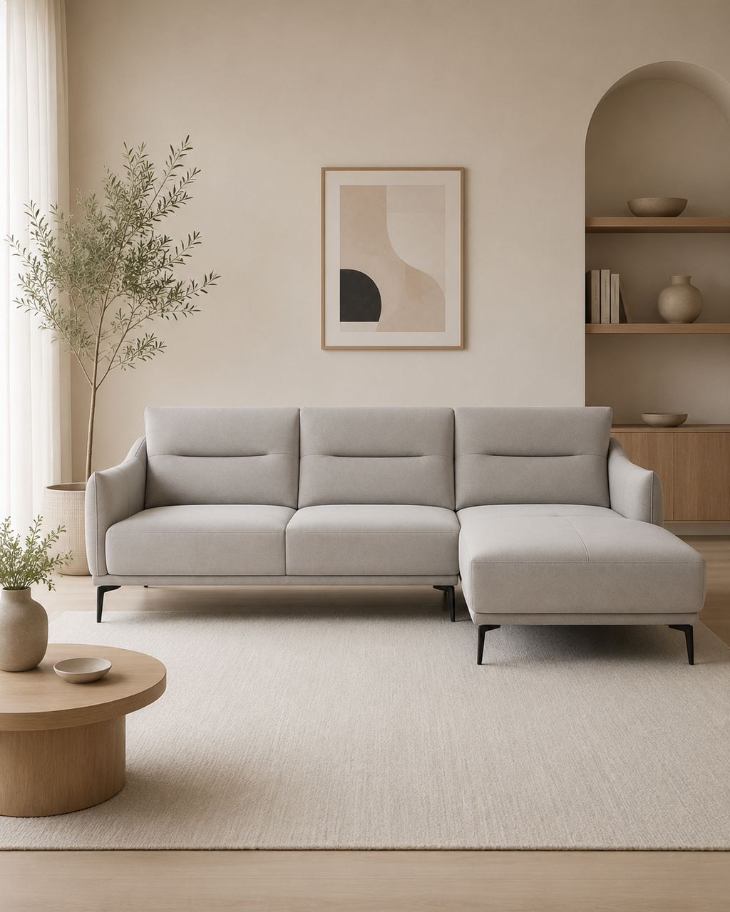 Eira Genuine Leather L-Shaped Sofa