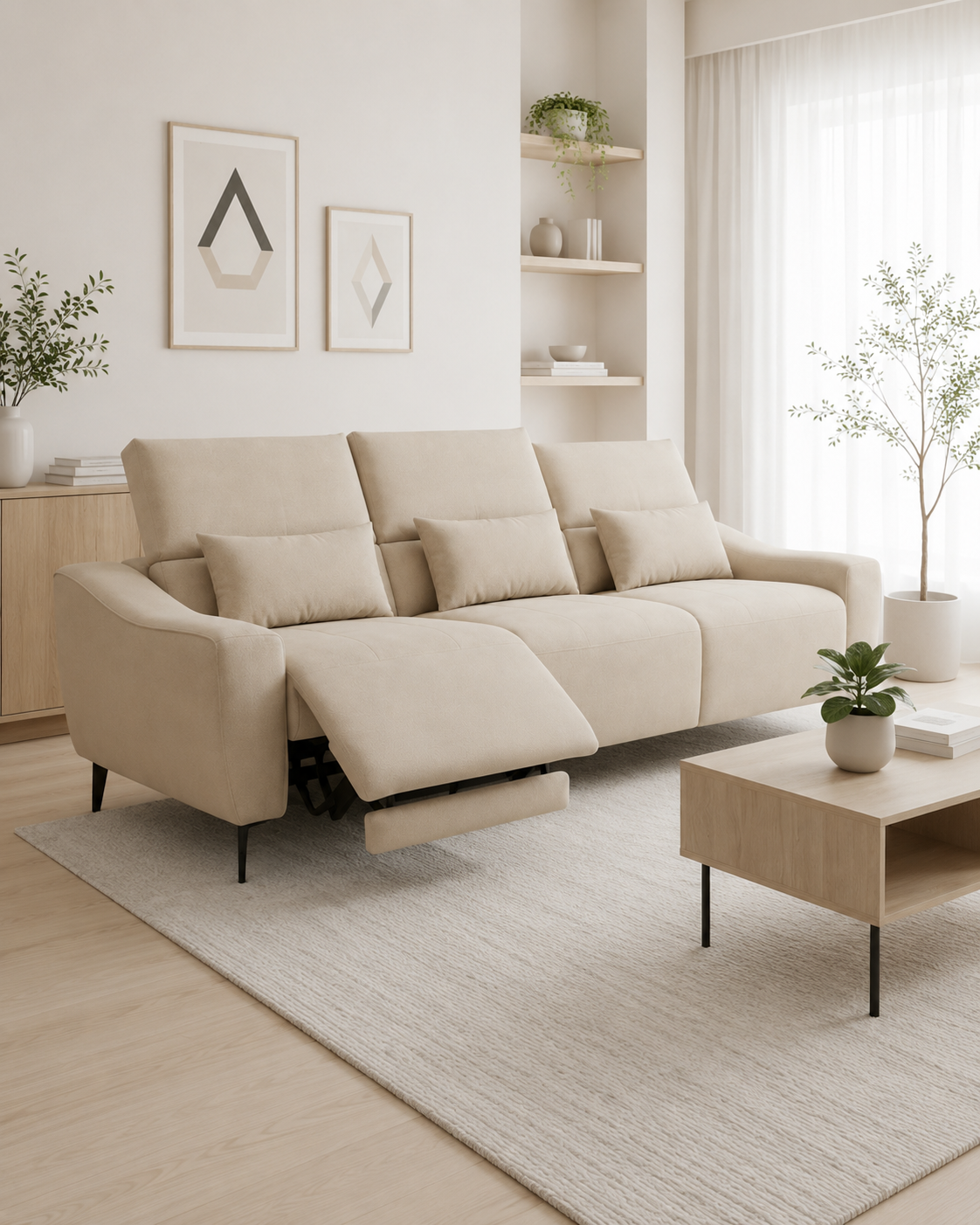 Verona Fabric Adjustable Backrest Recliner Sofa
