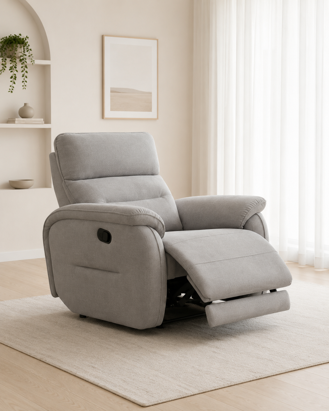 Elowen Fabric Adjustable Headrest Recliner Sofa