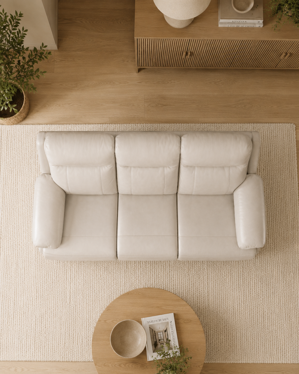 Wycliffe Genuine Leather Recliner Sofa