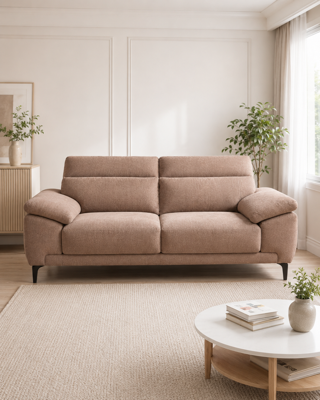Roselle Fabric Adjustable Headrest Sofa