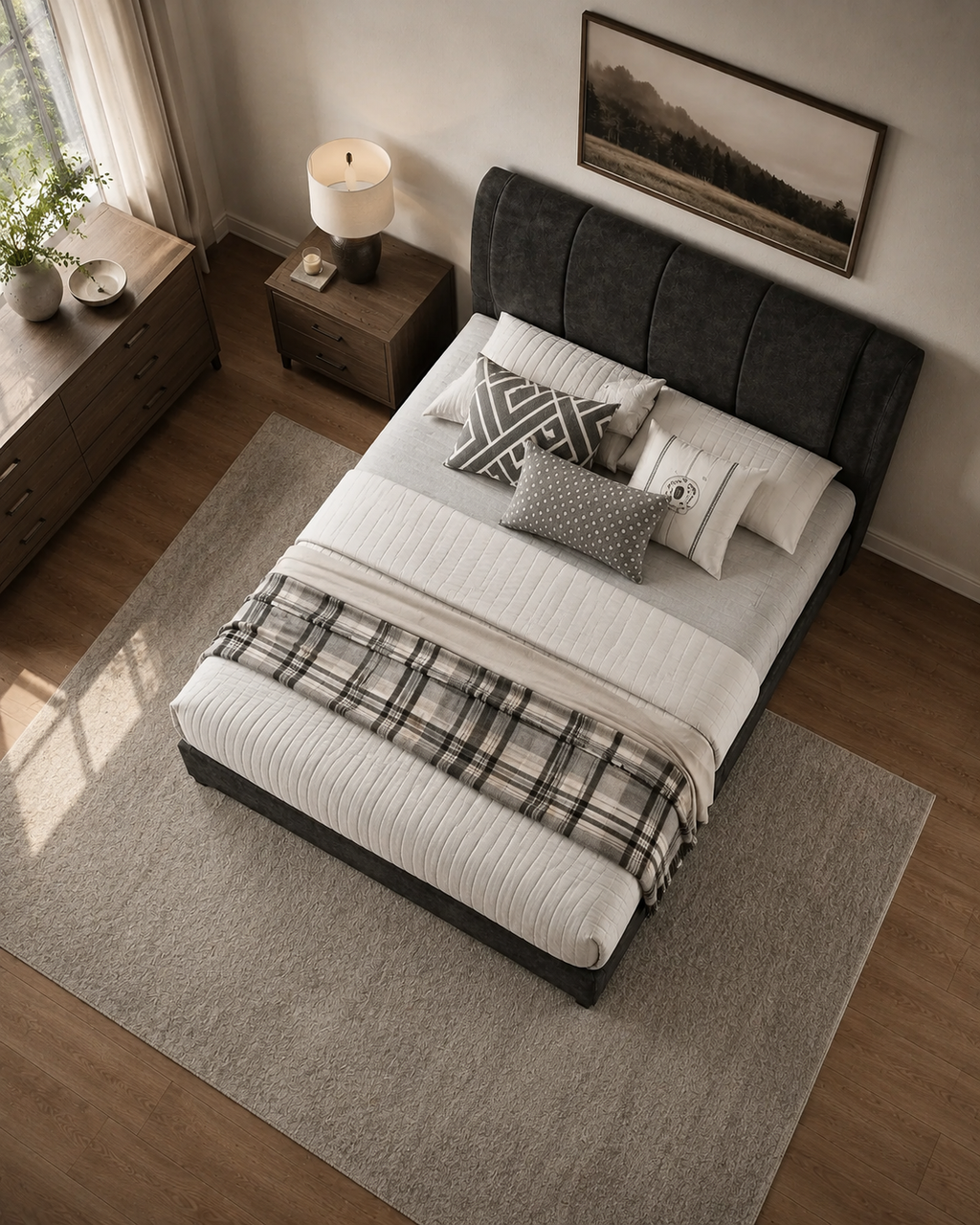 Slate Faux Leather Bed Frame