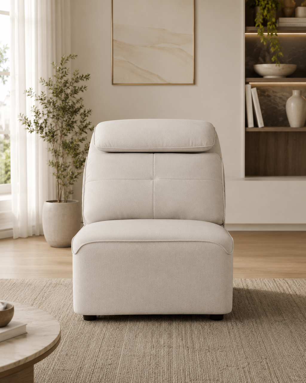Elio Fabric Adjustable Headrest Lounge Chair