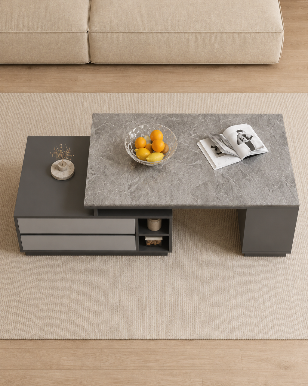 Alden Sintered Stone Extendable Coffee Table