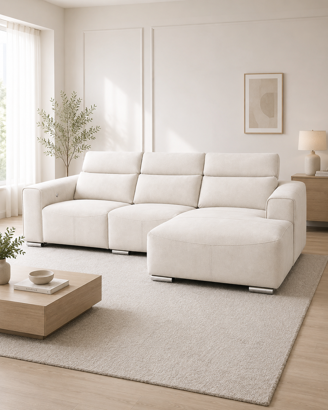 Alba Fabric Adjustable Headrest Recliner Sectional Sofa