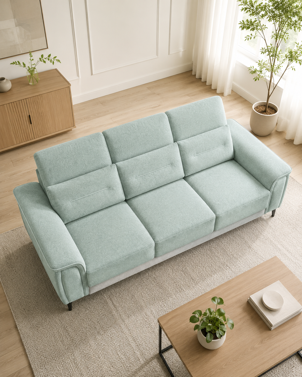Ciela Fabric Adjustable Headrest Slider Sofa